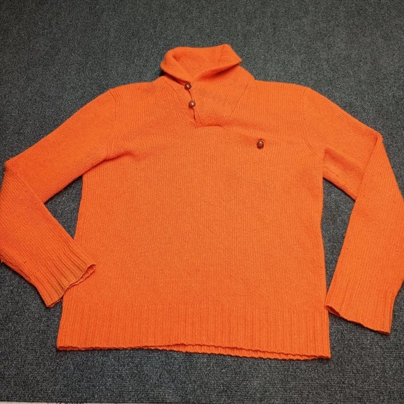 Polo Ralph Lauren High Neck Infantry Sweater Orange Adult‎ Medium Knitwear - Picture 1 of 7